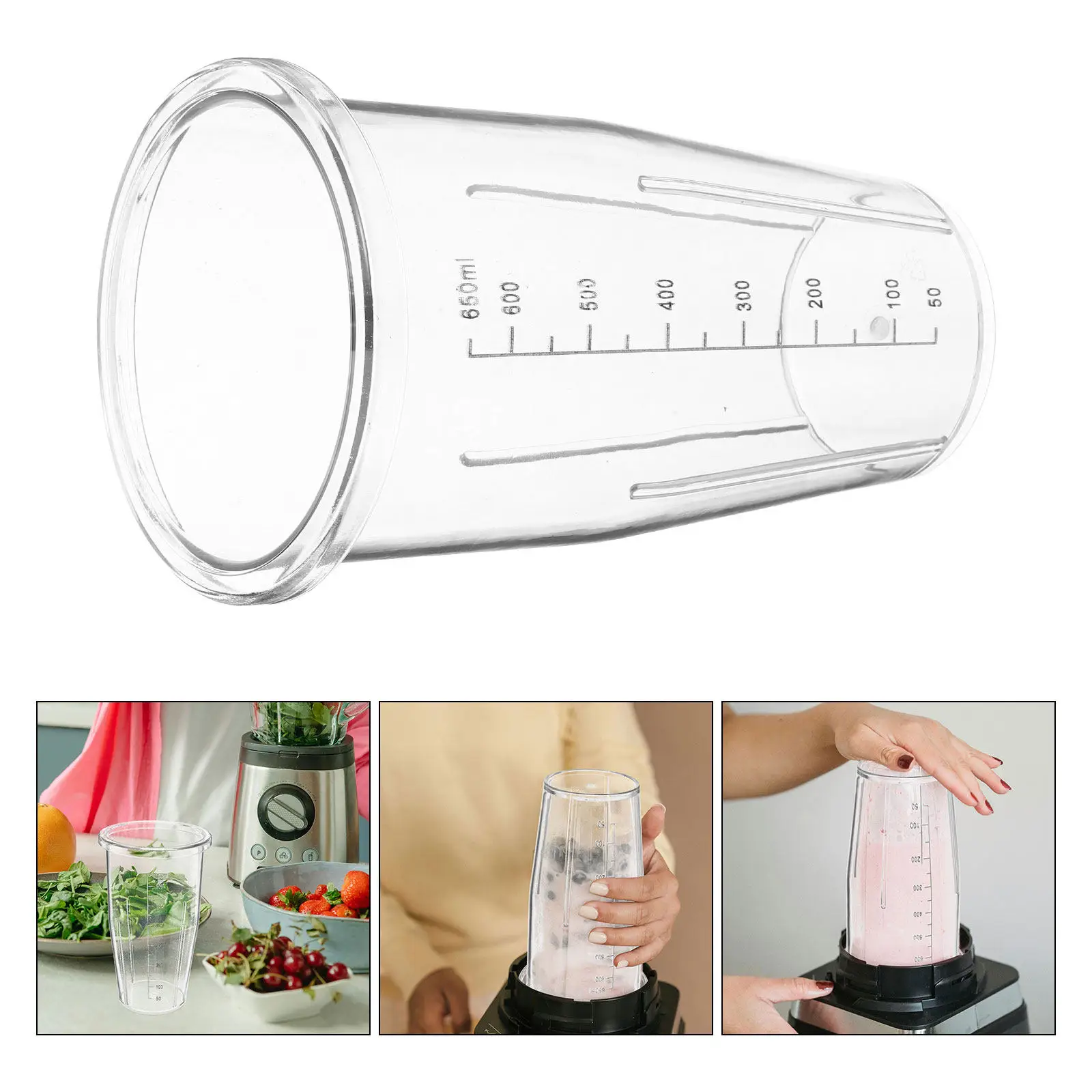 Smoothie Blender Cup Replacement with Scale Marks Portable Single Serve Mixing Cup for Shakes Blending Crushing Compatible