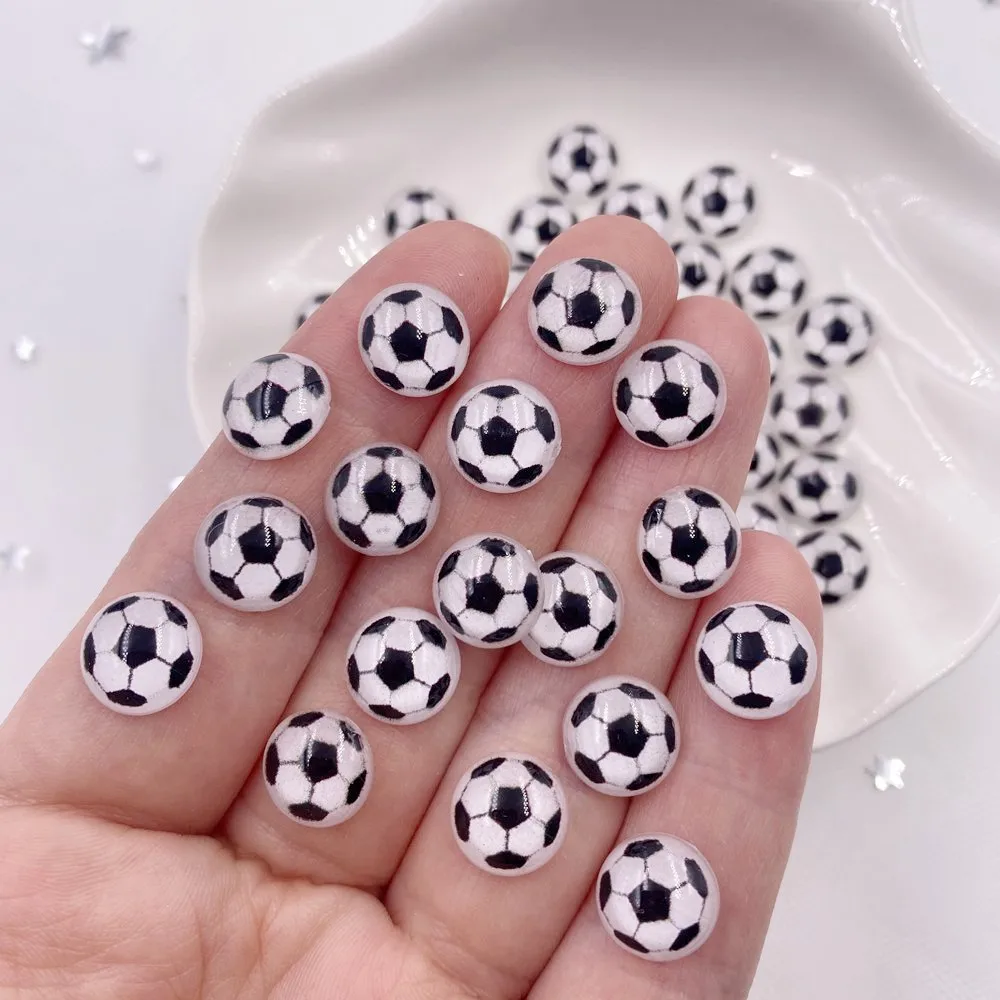 60pcs Resin Cute Colorful 10mm Round Football Flatback Rhinestone Applique DIY Wedding Scrapbook Earring Accessorie Craft SL607
