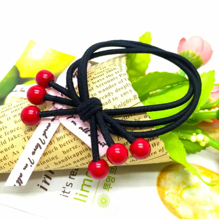 Korean style new hair rope, high elasticity red beads, hair band, hair ring, Yiwu hair accessories and headwear wholesale