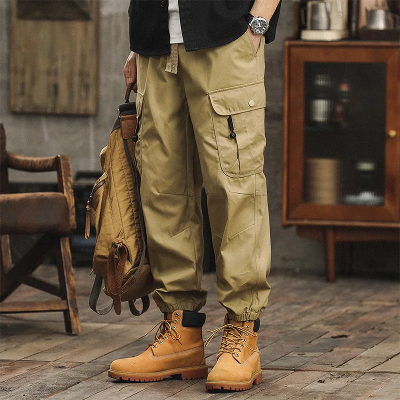 American Style Workwear Pants For Men Pure Cotton Ankle Binding Trousers Spring Autumn  Men's Outdoor Mountain Windproof Pants