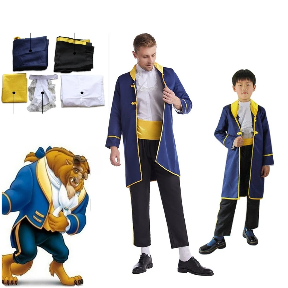Prinz Adam Cosplay Biest Uniform Die Schöne und Das Biest Cosplay Kostüm Erwachsene Kinder Halloween Party für Männer Kostüm Kleidung