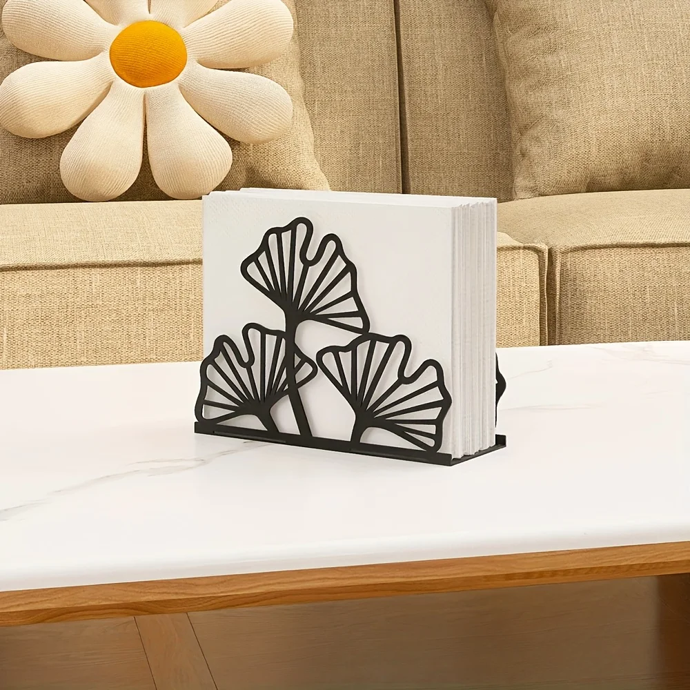 CIFBUY Unique Ginkgo Leaf Iron Tissue Paper Holder Creative Kitchen Storage Rack Napkin Stand for Home Dining Table Decor  Gift