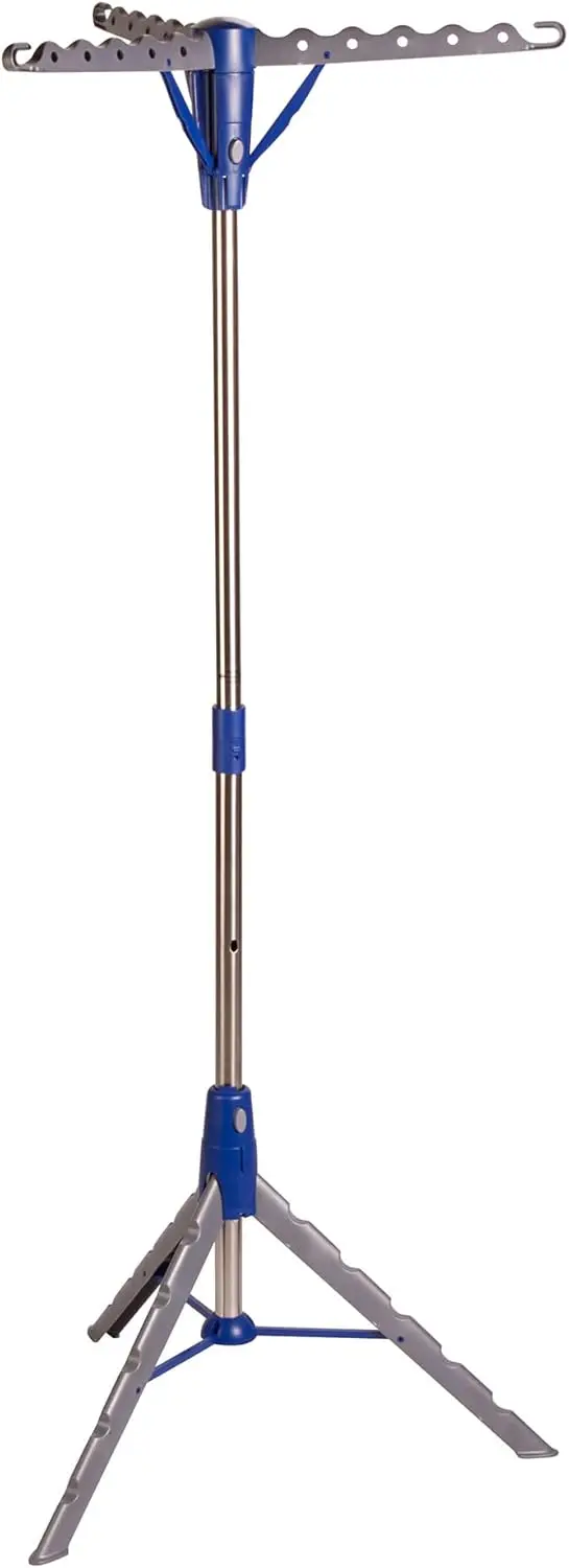 رف تجفيف ثلاثي القوائم قابل للطي بطبقتين - رف ملابس وغسيل قابل للطي وموفر للمساحة، حامل محمول للاستخدام الداخلي/الخارجي