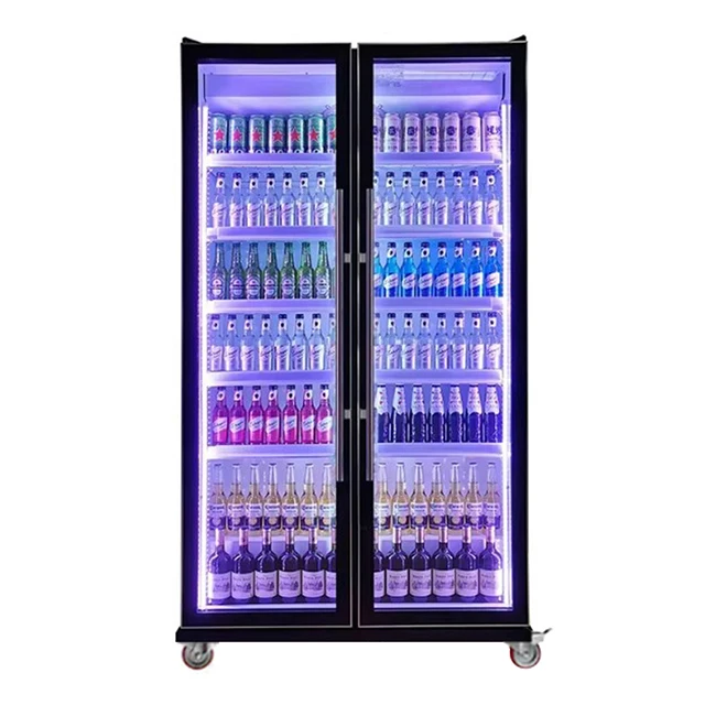 Commercial Display Cooler Fridge with Glass Door Refrigeration Equipment for Drinks Supermarket Use
