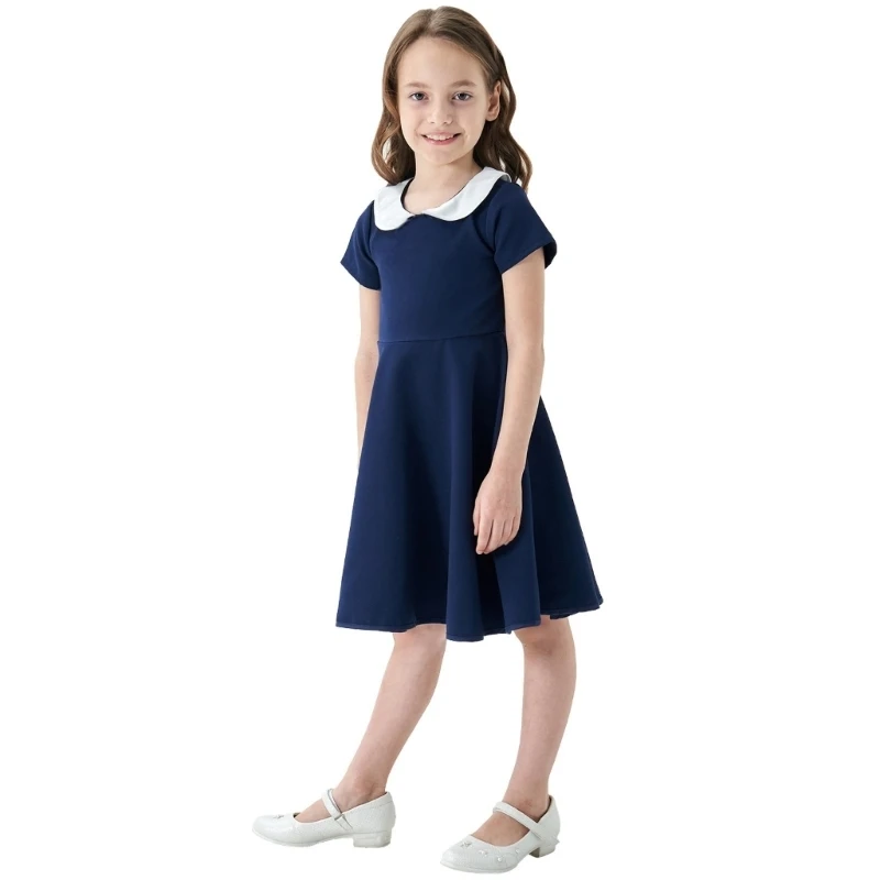 Y1UB Fashionable Short Sleeve Dress For Girl Color Dresses For Various Occasion