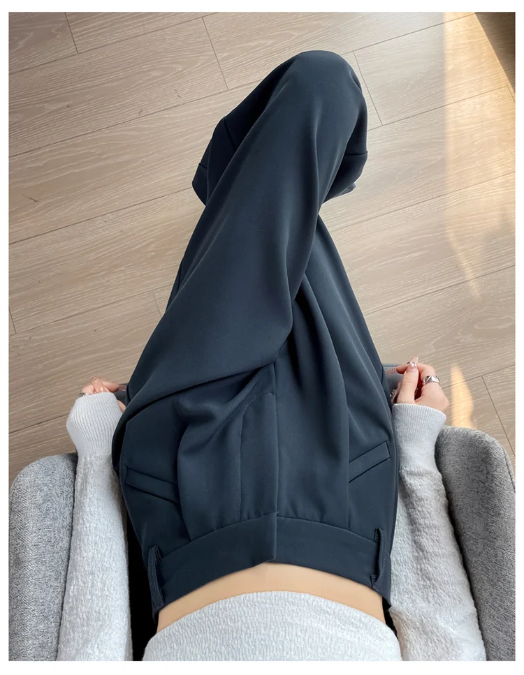 Spring 2024 New Fashion All-Match Simple Office Suit Pants Wide-Leg Pants High Waist Narrow Straight Casual Mop Pants Women