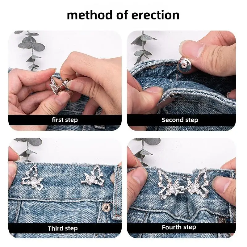 مشبك خصر على شكل فراشة جديد، إكسسوار خصر عصري وبسيط، قابل للفصل، زر خصر فضي وذهبي