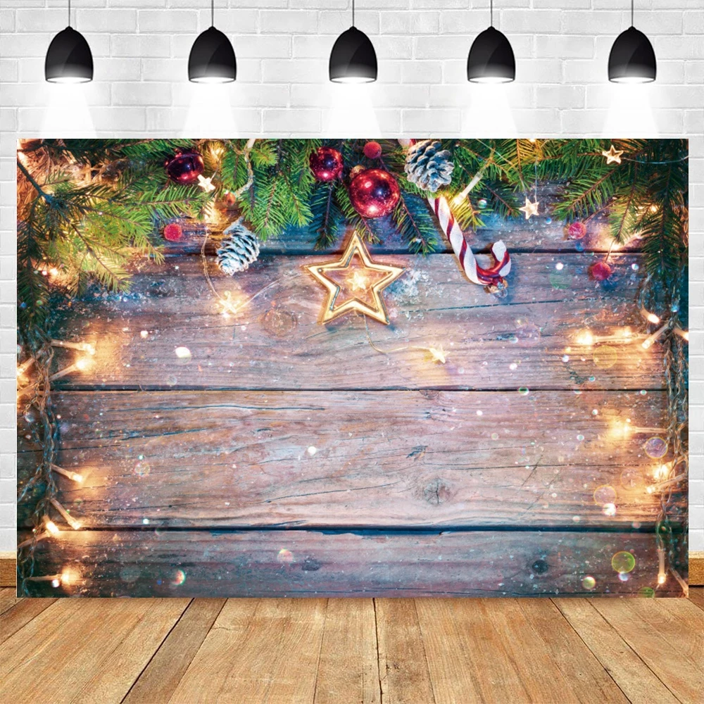 Natal Placa De Madeira Backdrop, Xmas Tree Gift, Snowflake Retro Wood Wall, Indoor Photo Background, Baby Portrait Photography Props