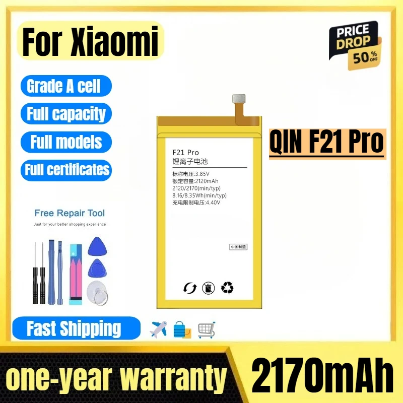 For Xiaomi QIN F21 Pro Mobile Phone Battery High Quality High Capacity Battery Replacement Bateria Grade A Cell with Tools
