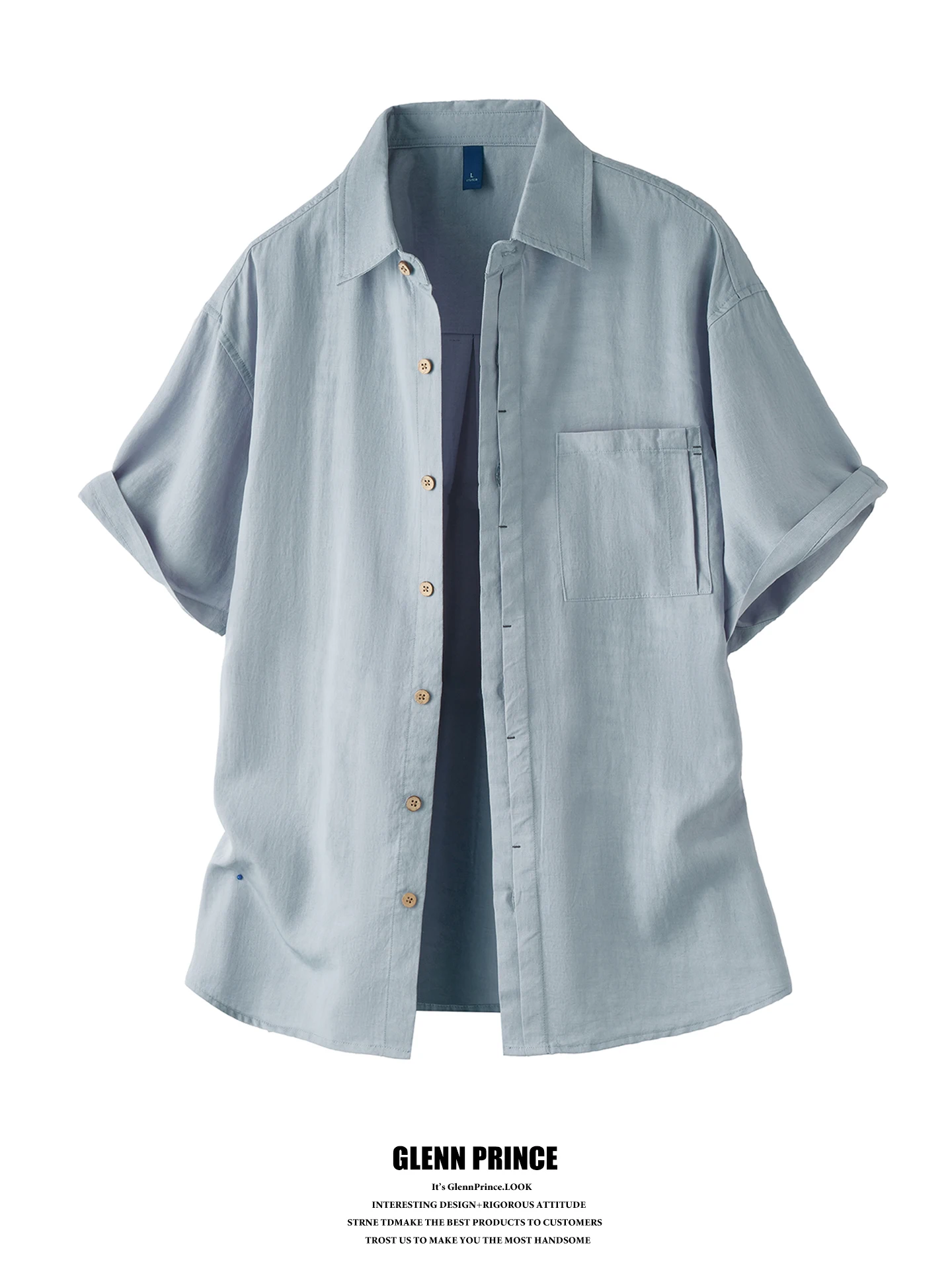 

Lightweight Casual Linen Short Sleeve Shirt Men's Summer New Style Versatile Shirt Retro Style Pocket Design Breathable Skin-...