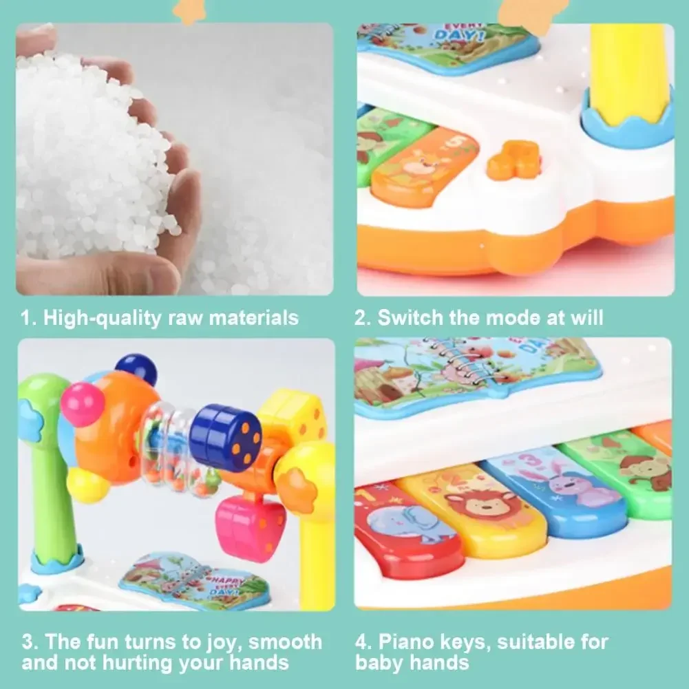 Music Electronic Organ Toys Early Education Baby Activity Set Piano 5 Keys Keyboard Toys for Kids Musical Instruments with Light