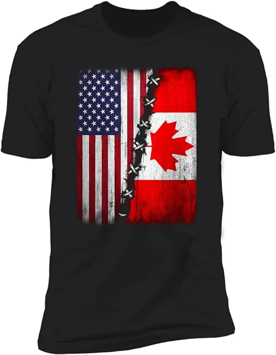 Lotacy Canada USA Flag T-Shirt Canadian Roots American Grown T-Shirt