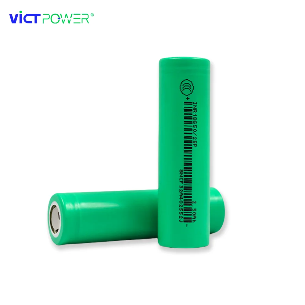 100pcs Victpower high rate cell 1000 times long life Rechargeable lithium-ion Battery INR18650 25p 2500mAh Battery 3.7V 12C 30A