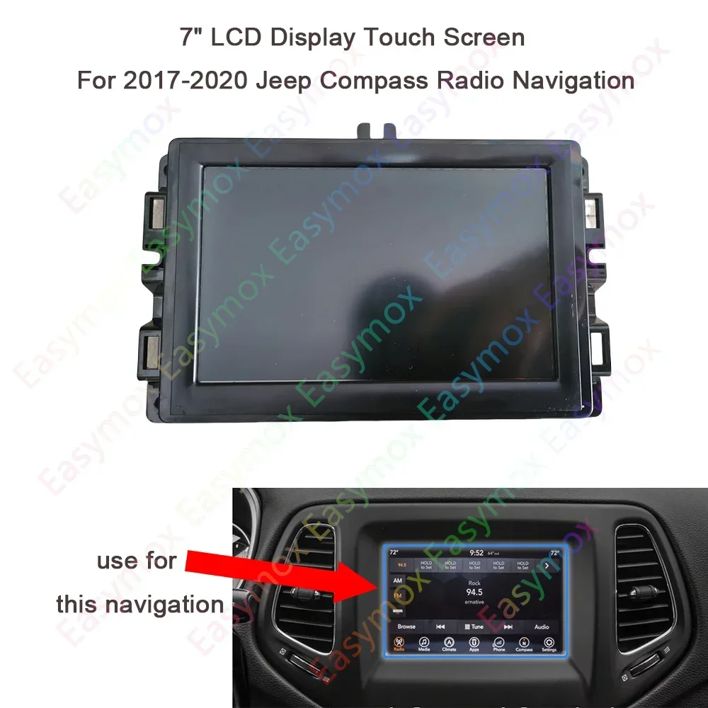 

7" Car LCD Display Touch Screen for 2017 2019 2020 Jeep Compass Radio Navigation Replacement