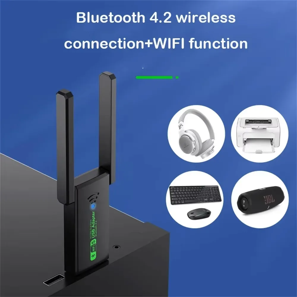 USB 3.0 WiFi Adapter 1300Mbps Wireless Receiver Transmitter Bluetooth 4.2 Network Card Dual Band 2.4G/5GHz For Desktop Laptop PC