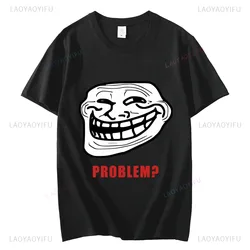 Comic Troll Face Meme Angry Manga Comic Troll Jokes Network Meme Short Sleeve T-shirt Retro Fashion T-shirt