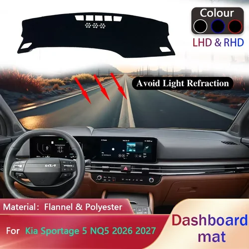 Alfombrilla para el Tablero del Coche para Kia Sportage 5 NQ5 2026 2027, Forro Antideslizante, Parasol, Cubierta para el Tablero, Alfombra, Accesorios