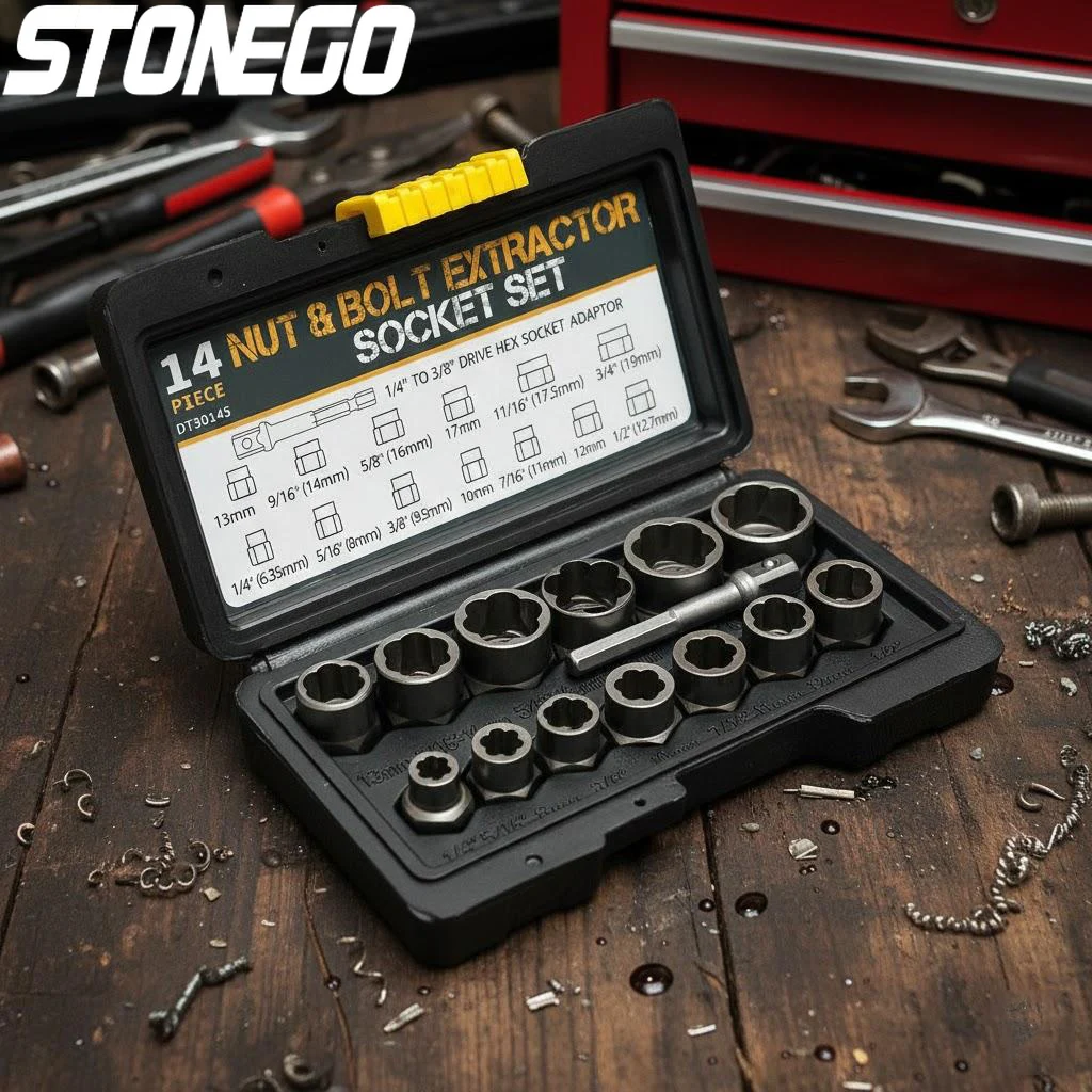 

Набор для снятия ударных болтов и гаек, 14 предметов, стальные экстракторы с кейсом для хранения, 13 экстракторов для болтов, адаптер 3/8 дюйма