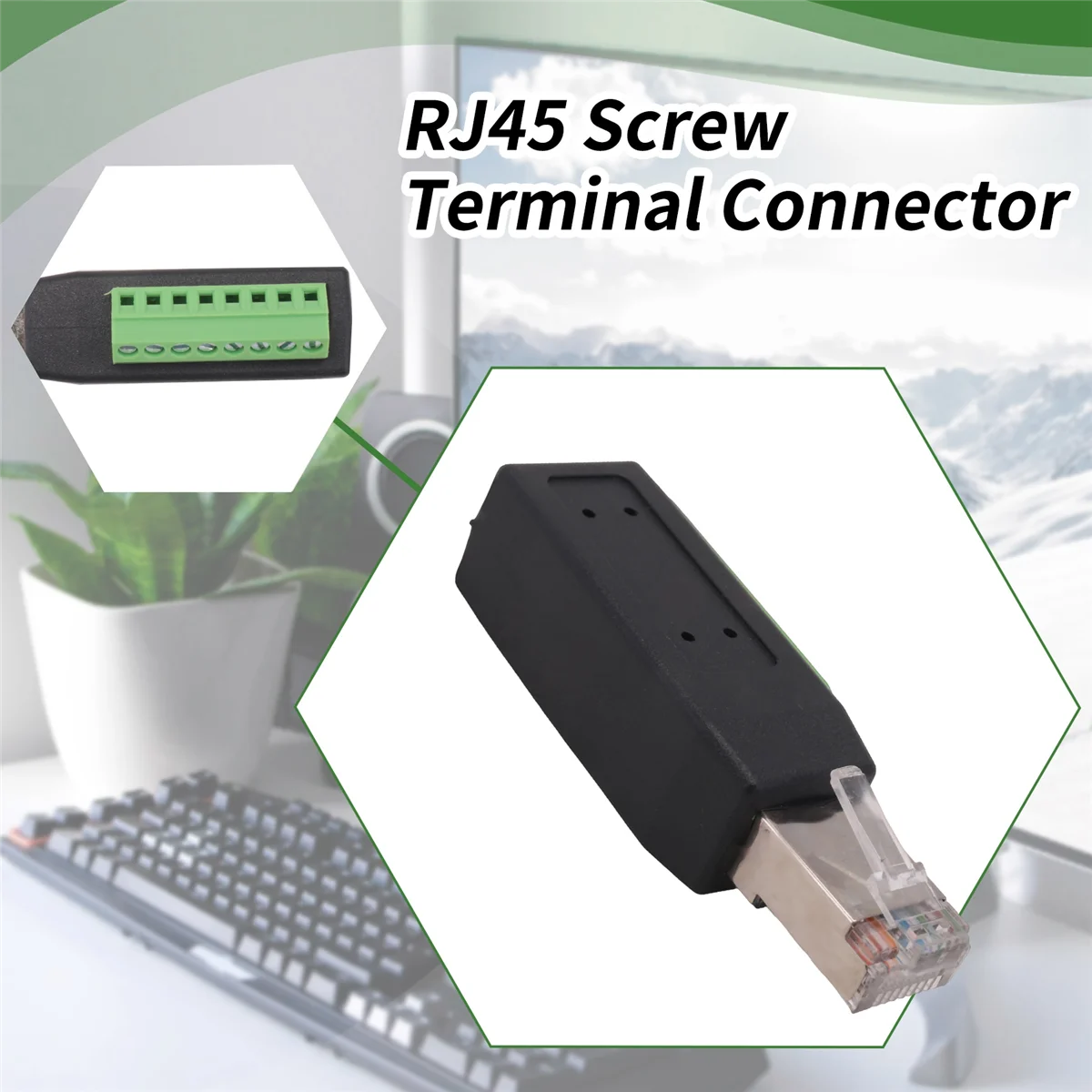 ¡A48T! Conector de terminal de tornillo RJ45, enchufe macho sin soldadura RJ45 a adaptador de bloque de terminales de 8 pines para Ethernet Cat5 /6/7 AV