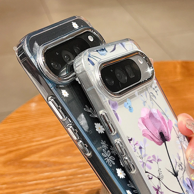 Lotus Flower Printed Phone Case For Google Pixel 10 9 8 7 Pro 9A 8A 10 9 Pro XL 7A Shockproof Plating Soft TPU Transparent Cover view 5