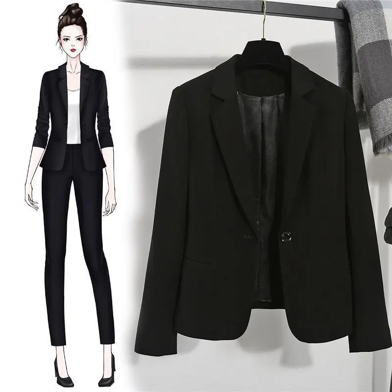 Chaqueta de Traje Corta y E para Mujer, Versión Coreana, Ropa de Trabajo Profesional, Corte Entallado, Estilo Diosa, A...