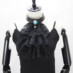 Womens Jabot Pirate Colonial Victorian Detachable Jabot Steampunk Ruffled Fake Collar Shirt Front Necklace Neckwear