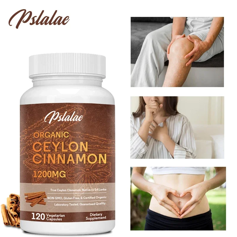 

Organic Ceylon Cinnamon Capsules 1200mg - Antioxidant, Joint Support, Promotes Glucose Metabolism, Improves Circulation