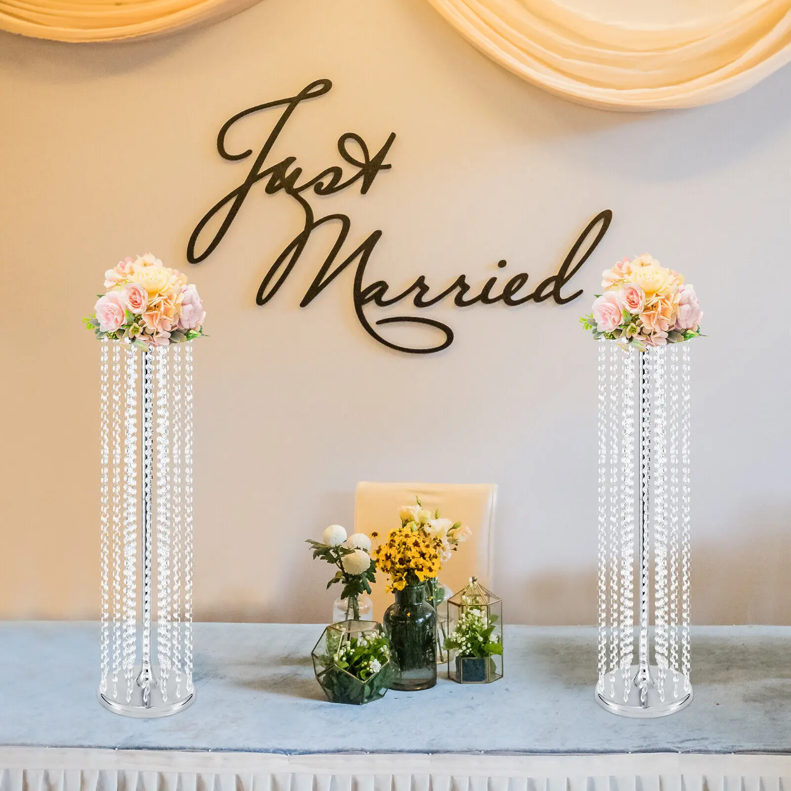 2pcs 90cm Acrylic Crystal Wedding Road Lead Table Flower Stand Candlestick Centerpiece Event Party Wedding Decoration Supplies