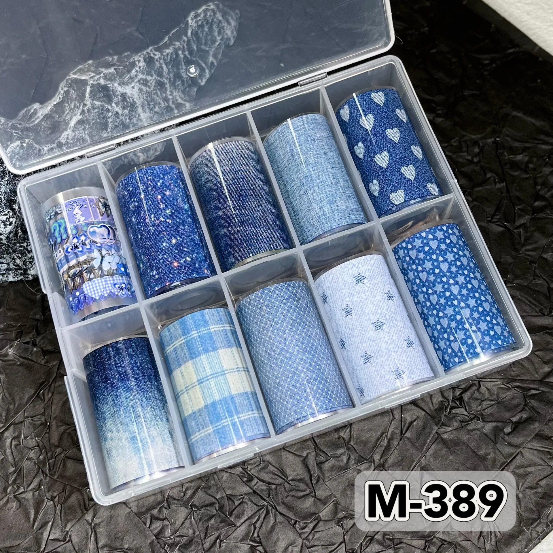 Feuilles d'ongles fraîches pour transfert d'autocollants en papier, nouveau Design, curseur à carreaux, enveloppes d'ongles en Denim, décorations pour Nail Art à nœud papillon, DIY bricolage, 10 rouleaux