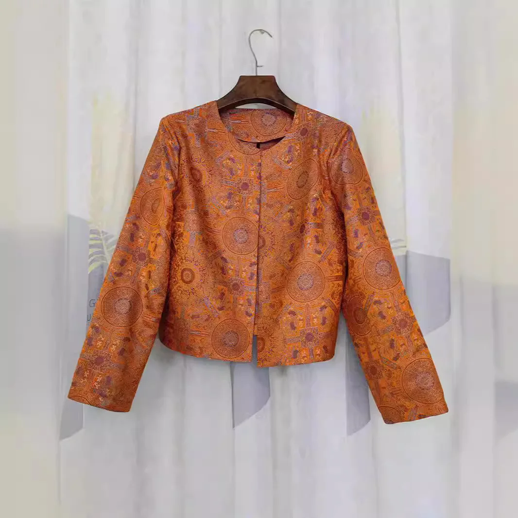 High Quality Non-Heritage Song Dynasty Brocade Classic Style Real Silk Short Coat for Women Retro All-Matching Shawl Outer Match