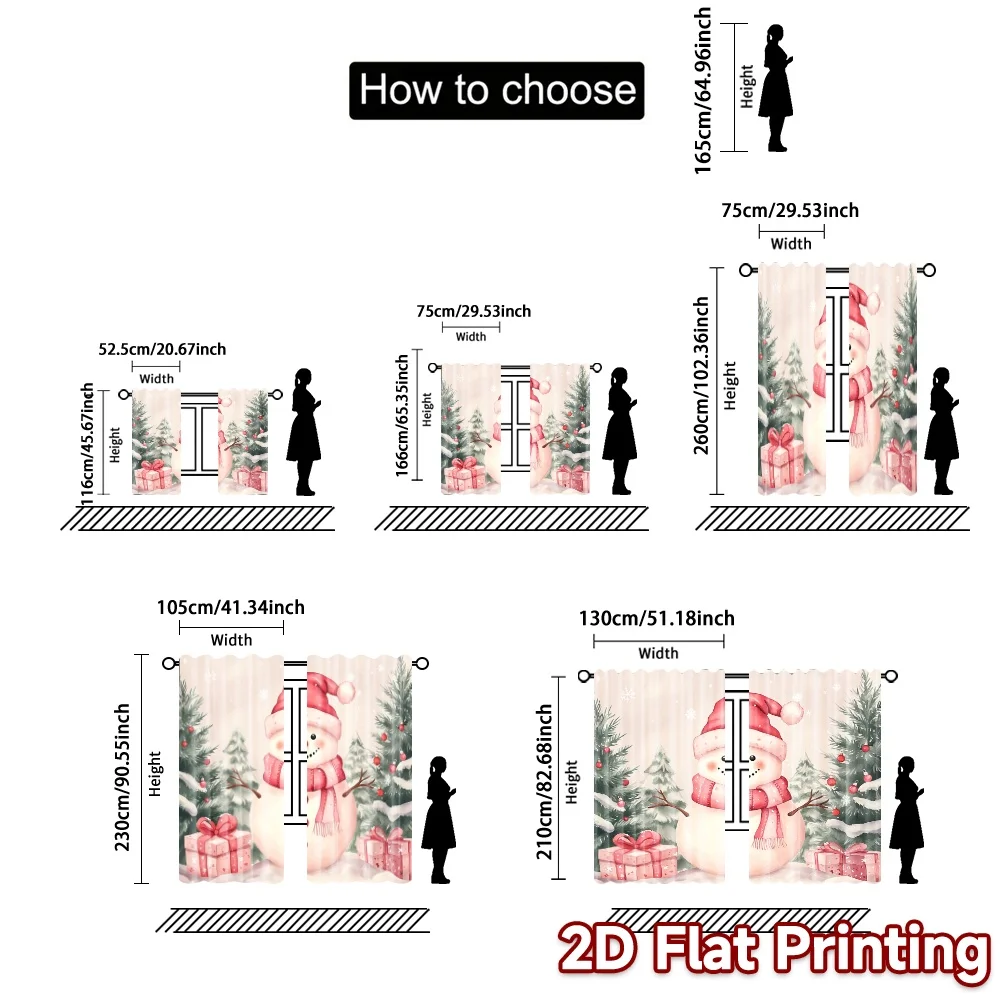 2pcs,Curtains Cute Snowman Christmas Gifts_a (2) Popular Creative Curtains Durable 100% Polyester Fabric Curtains Outdoor #3