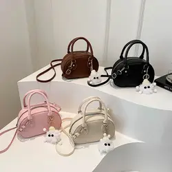 Fashion Vintage PU Shoulder Bag Y2k Casual Adjustable Crossbody Bag Women Squared Handbag With Cute Free Pedant