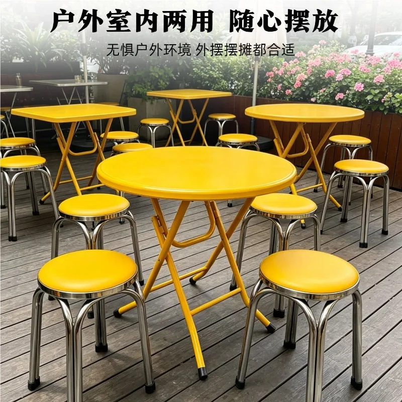 New Hong Kong-style tea restaurant fast food restaurant small round table, folding dining table and chairs, dining table 4