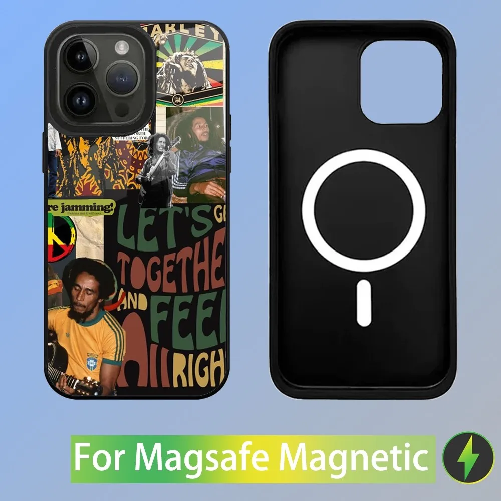 Singer Bob Marley Phone Case For iPhone 15,14,13,12,11,Plus,Pro,Max Mini Magsafe Magnetic Wireless Charging