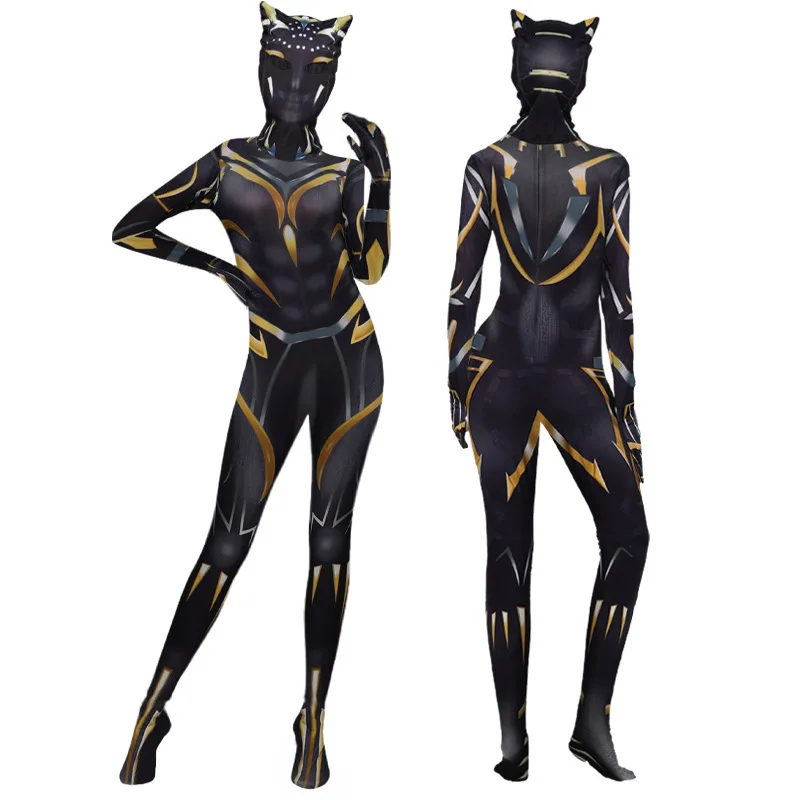 جديد 2025 Bla Panther 2 بدلة نسائية أنيمي تأثيري أزياء الهالوين الإنتاج الصيني زي مرحلة الربيع