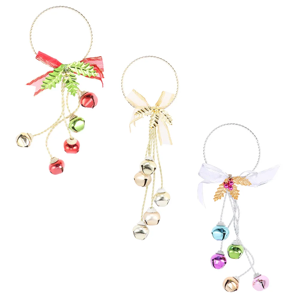 

3 Pcs Christmas Bell Pendant Decorations Door Handle Pendants Decorative The Cross Hanging Ornaments Window Cloth