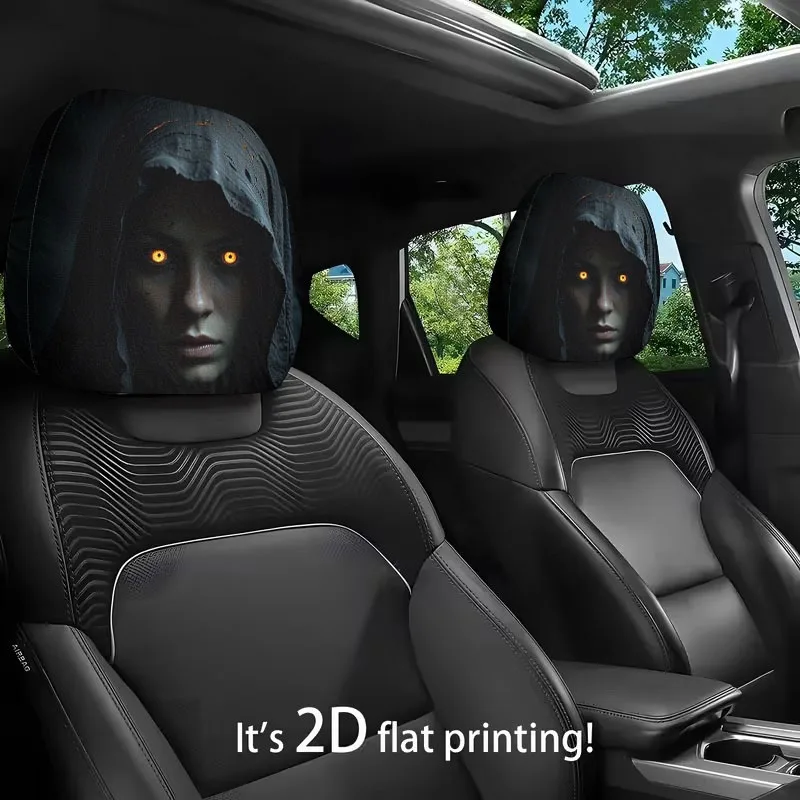 2pcs Car Headrest Covers with 2D Flat Printing—Stylish Seat Accessories and Protective Covers, Unfilled