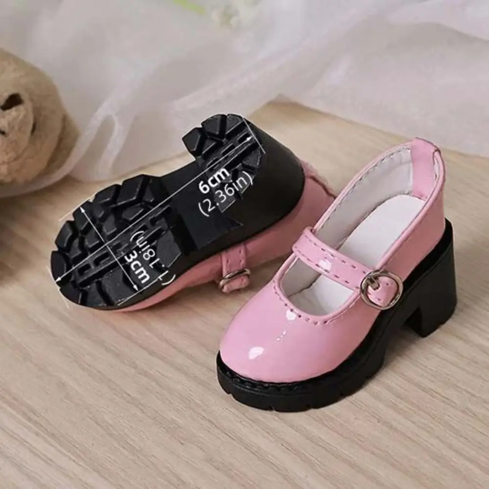 Mini Shoes Thick Sole Bjd Doll Shoes High Heels Round Toe Doll Leather Shoes 6cm* 3cm Black Brown 1/4 Doll Shoes Girls Gift