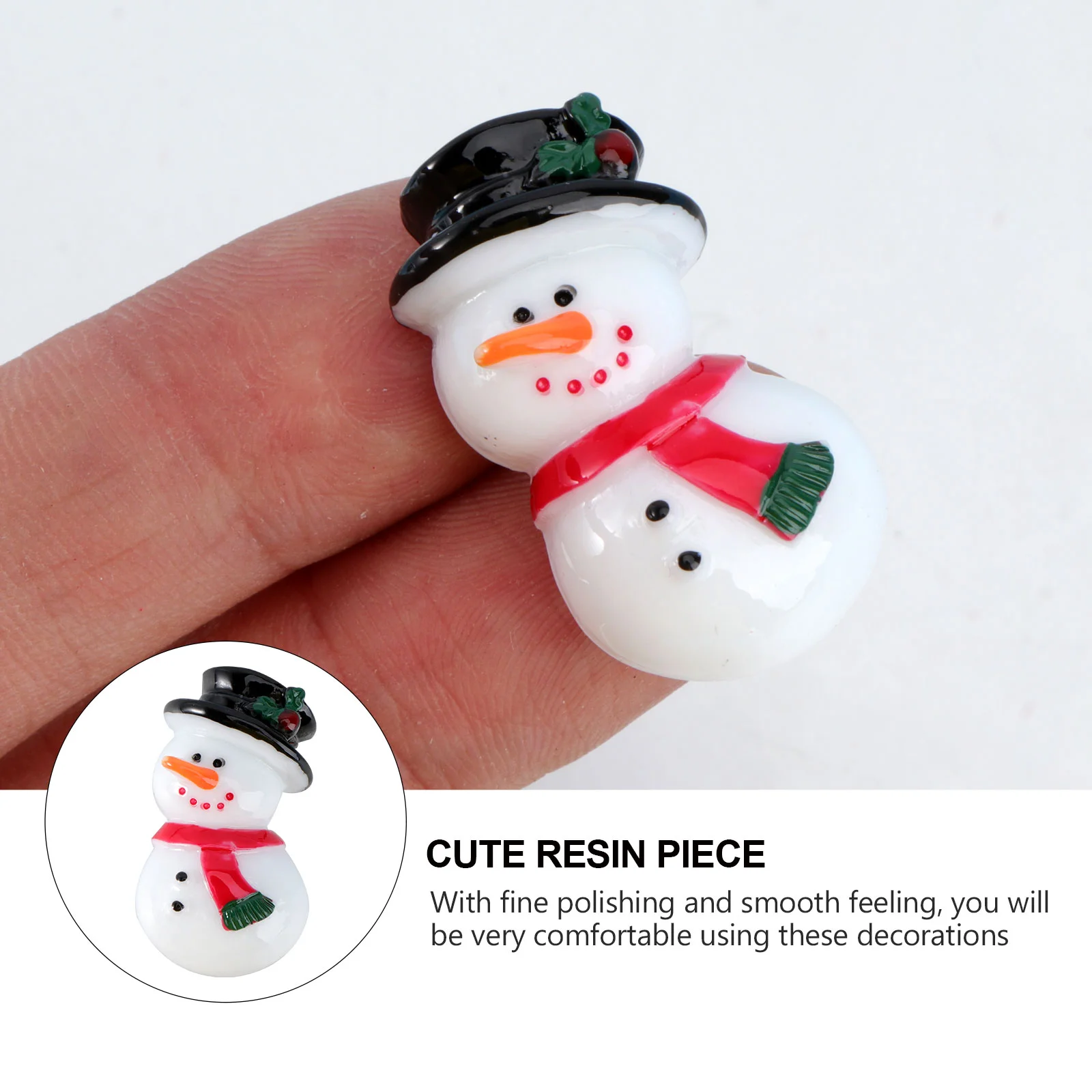 20 Pcs Mobile Phone Decoration Accessories Christmas Decorations Snow Man Resin Slices Manual Case DIY