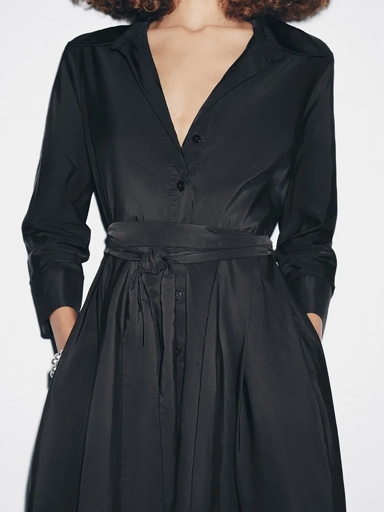 Faionable Long Sve Midi Dr Nuova stagione autunnale da donna Ele Versatile irt Sle Dr Costume di scena etnico