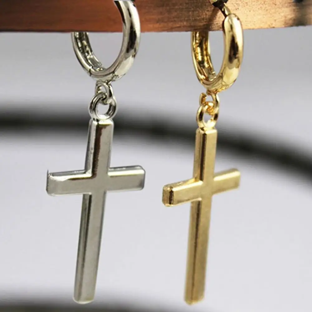 Beautiful Earrings  Exquisite Cross Shape Drop Earrings  Smooth Surface Cross Shape Earrings