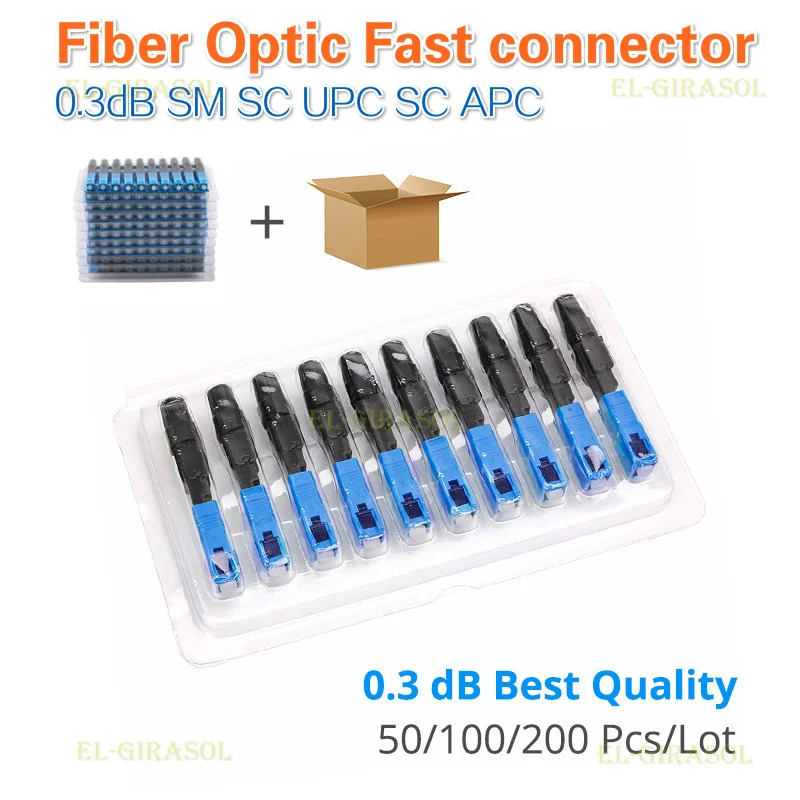 

Fiber Optic Fast Connector SC UPC SC APC Single mode 0.3dB Embedded Style Quick Connector 50pcs 100pcs 200pcs/Lot FTTH