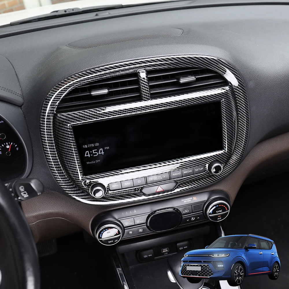 

For Kia Soul 2024 2025 Car ABS Dashboard GPS Navigation Frame Cover Trim For High-End Automobiles Interior Accessories LHD