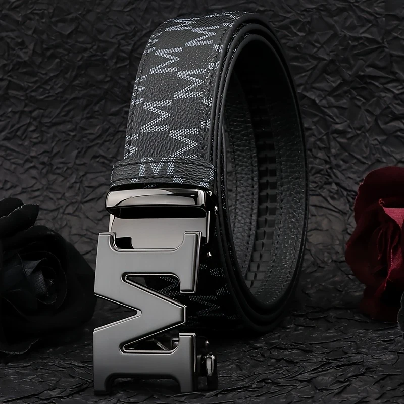 

New Fashionable Men's Belt Letter-element automatic buckle belt Business men's dress pants belt Street fashion men's belt Letter