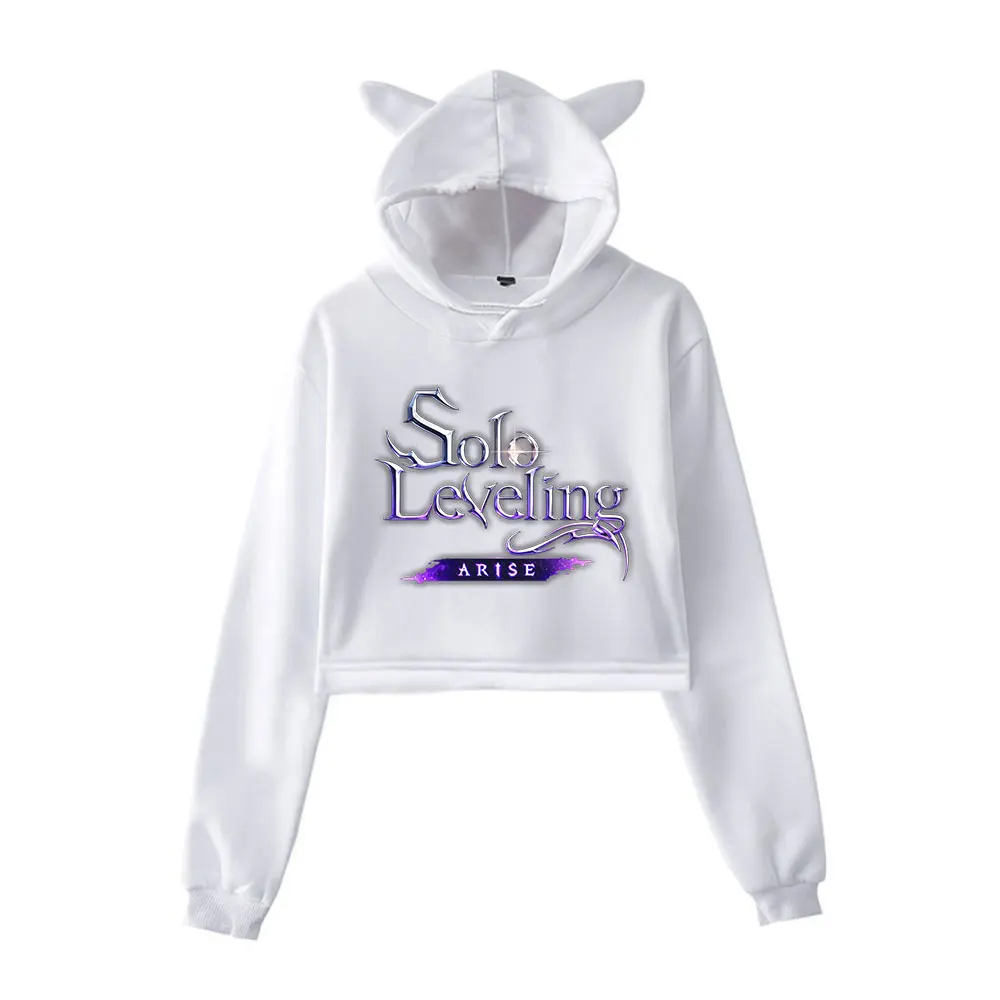 Solo Leveling Game Vintage 90s Streetwear Hoodie Merch Hoodie Sweatshirts for Girl Cat Ear Crop women Clothing