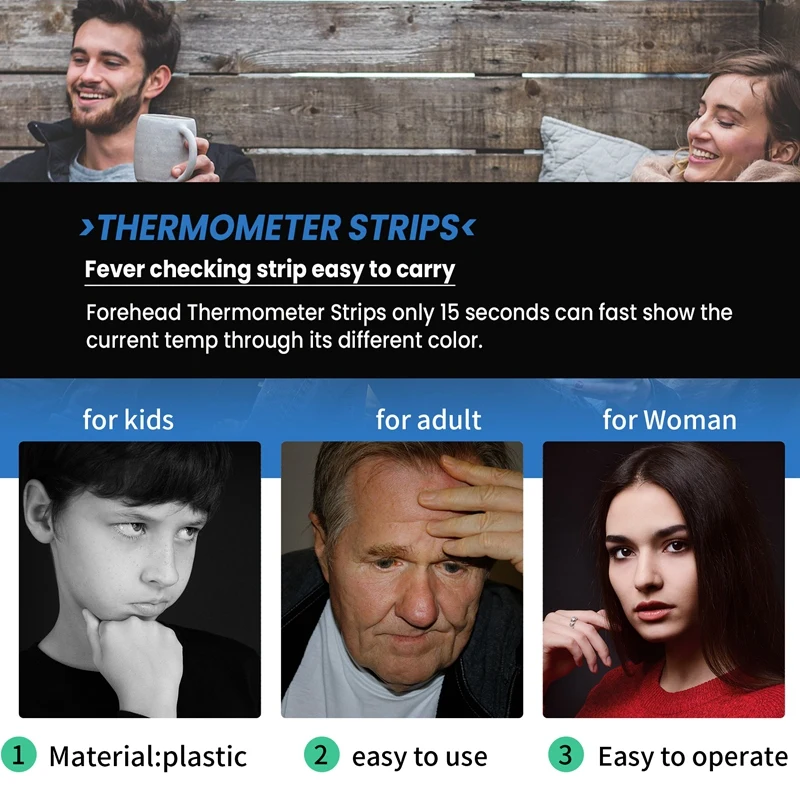 30 Pack Reusable Adhesive Forehead Thermometer Strips