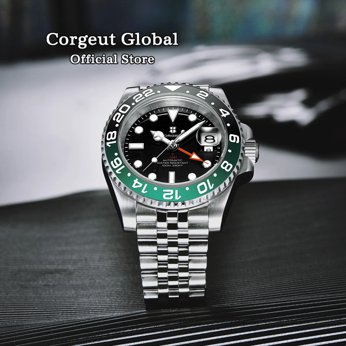 Corgeut Luxury NH34 Mechanical Wristwatch Stainless Steel GMT Watch Top Brand Sapphire Glass Men Watches reloj hombre