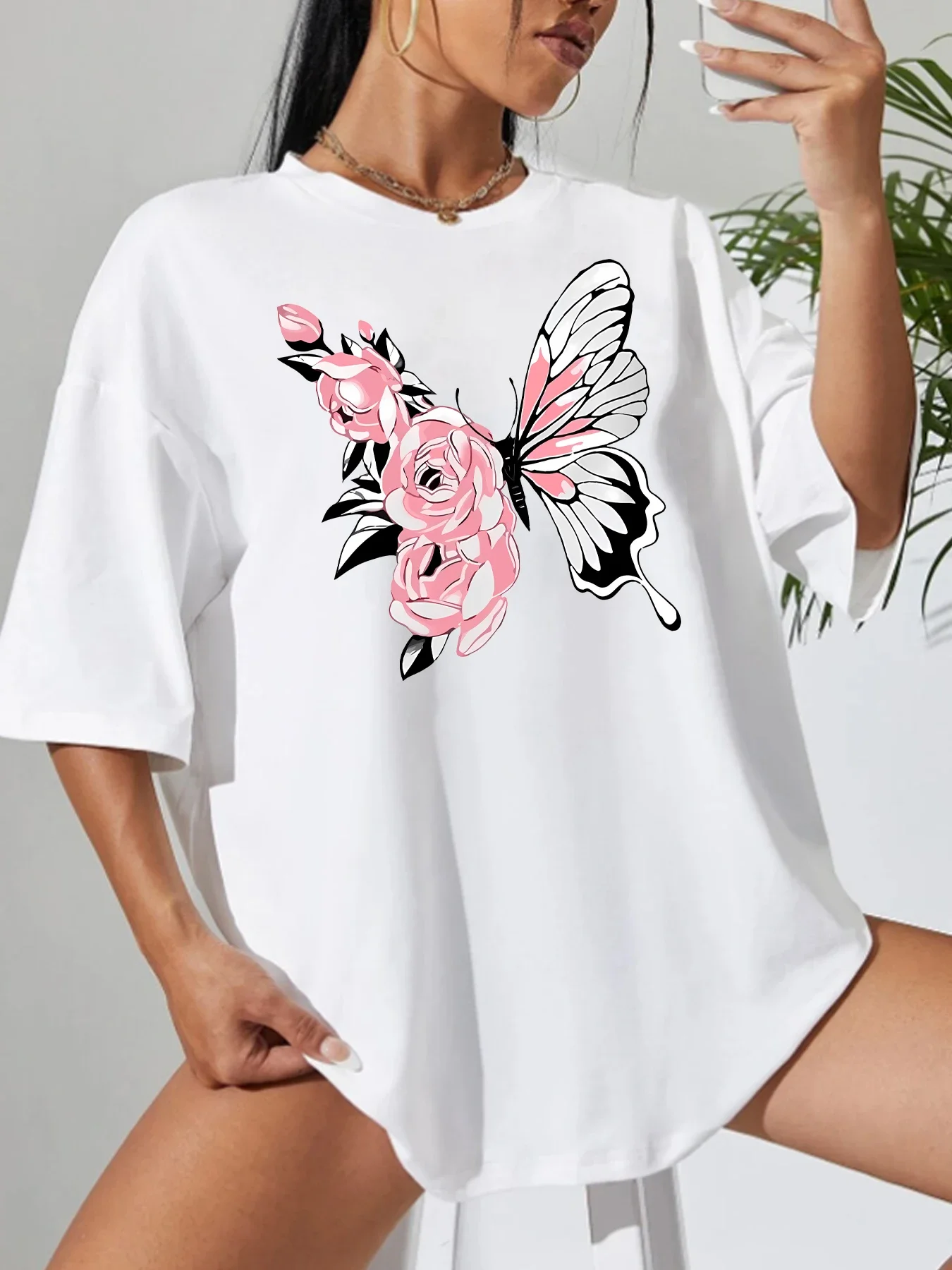 

Women's Plus Size T-shirt Graphic Short Sleeve Clothing Top, Loose and Casual, Soft and Comfortable Breathable, Outdoor Sports