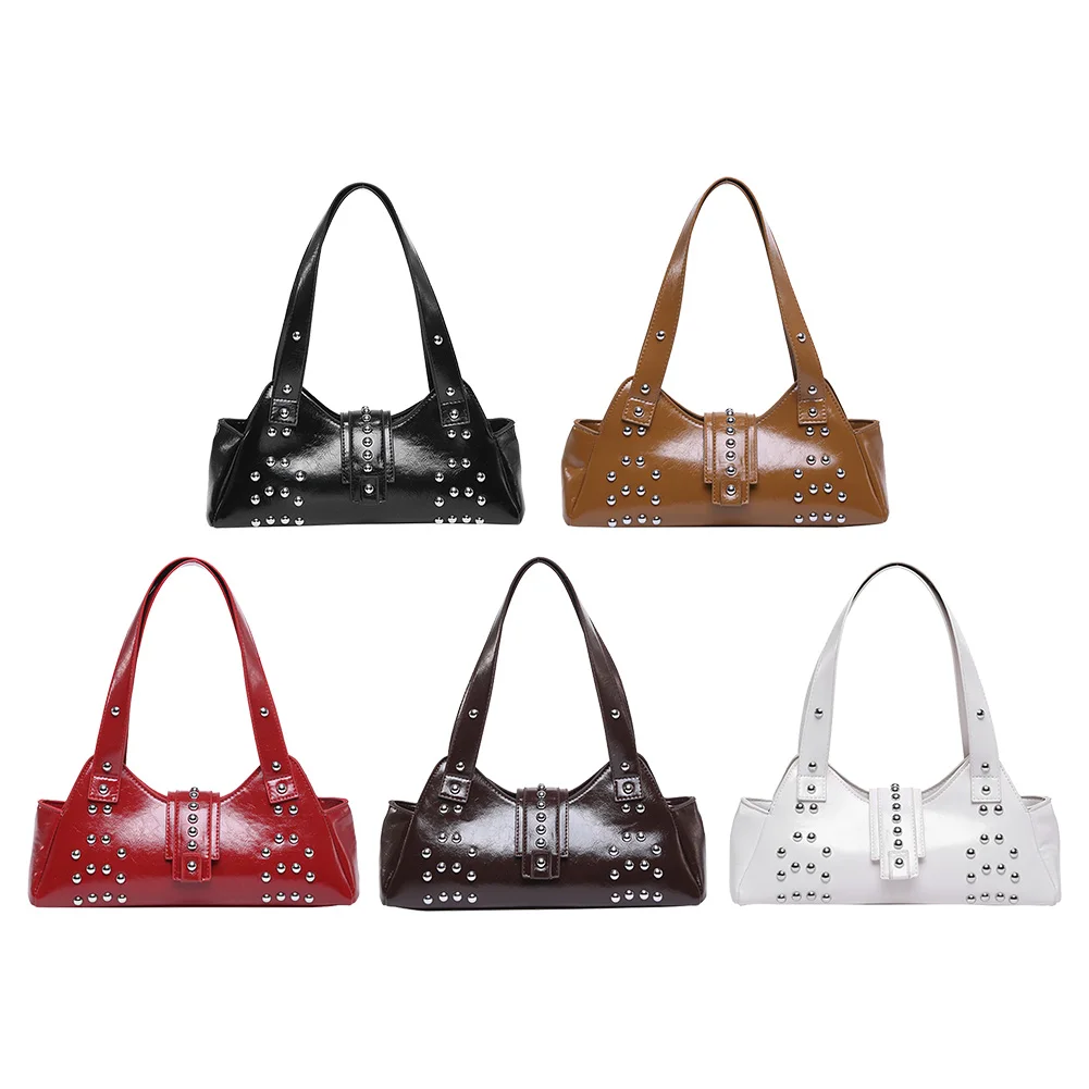 

Сумка на плечо для женщин с заклепками в стиле панк Y2K, сумка из искусственной кожи с шипами, клатч, кошелек-хобо для работы, путешествий, покупок