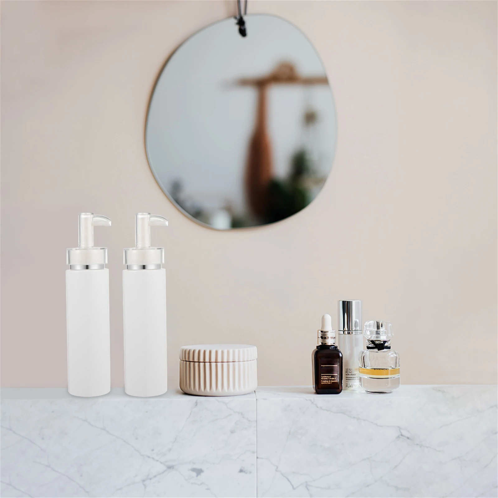 

2pcs PET Lotion Bottle Pump with Acrylic Travel Toiletries Refillable Shampoo Container Portable Eco Friendly Reusable